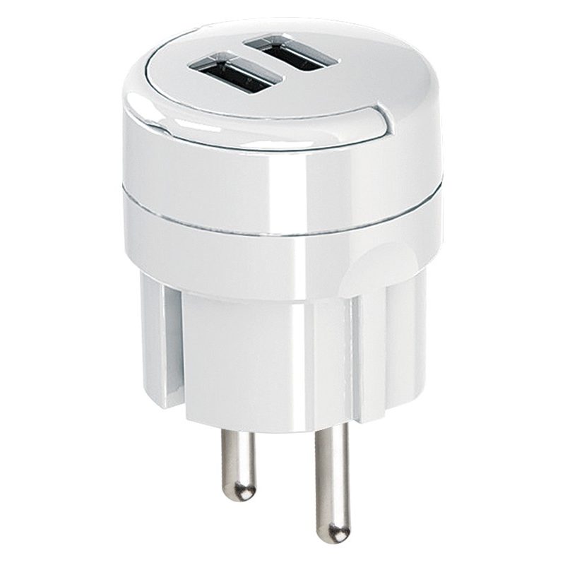 Сетевое зарядное для телефонов и планшетов с двумя USB разъемами 2,1А Electraline 55076