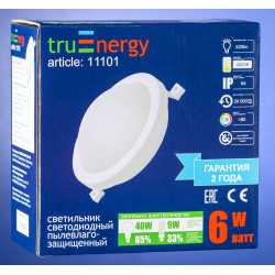 Светильник светодиодный 6Вт пылевлагозащищенный IP64 круглый Truenergy