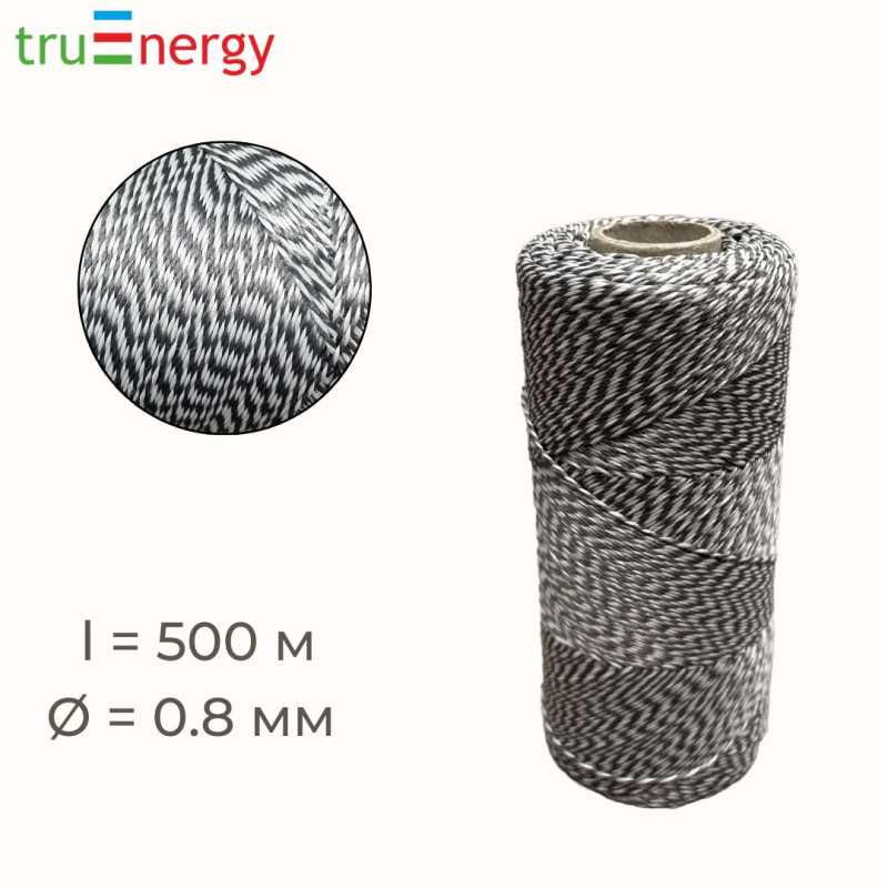 Нить лавсановая 0,8 мм, 500 м бело-серая truEnergy 12862