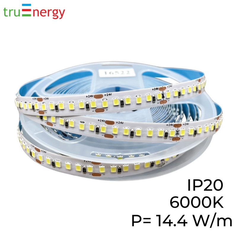 Светодиодная лента 24V 14,4W/m 6000K IP20 5м truEnergy 16522
