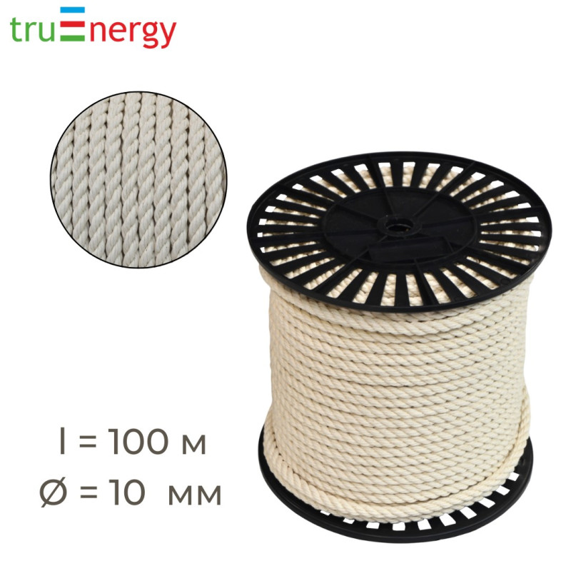 Веревка хлопковая 10 мм, 100 м truEnergy 12411