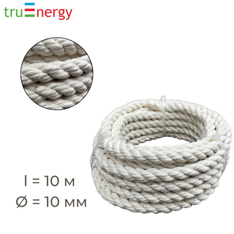 Веревка хлопковая 10 мм, 10 м truEnergy 12412