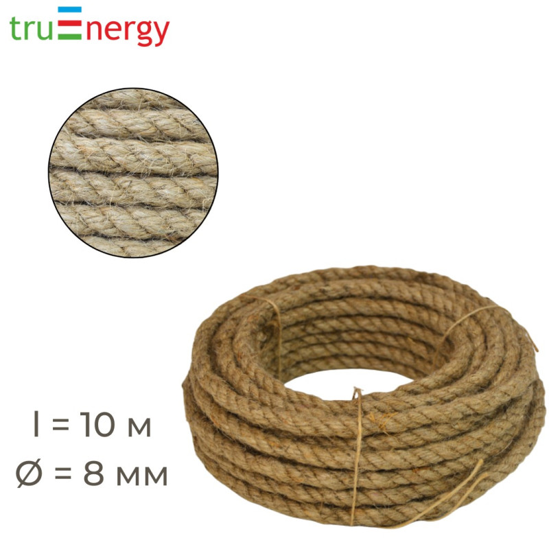 Канат джутовый 8 мм, 10 м truenergy 12160