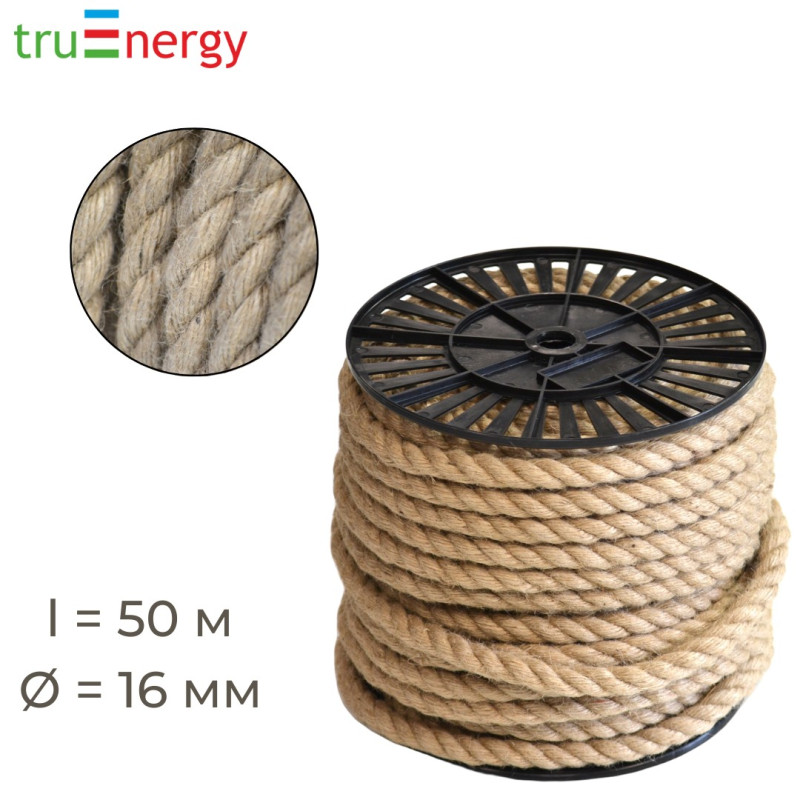 Канат джутовый 16 мм, 50 м truenergy 12156