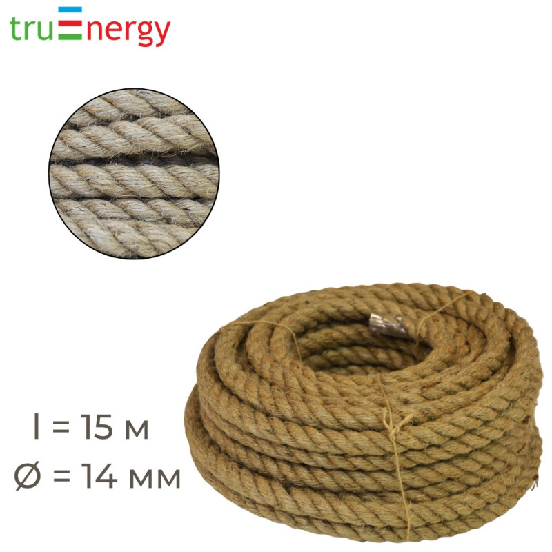 Канат джутовый 14 мм,15 м truenergy 12346
