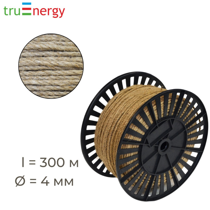 Канат джутовый 4 мм, 300 м truenergy 12372