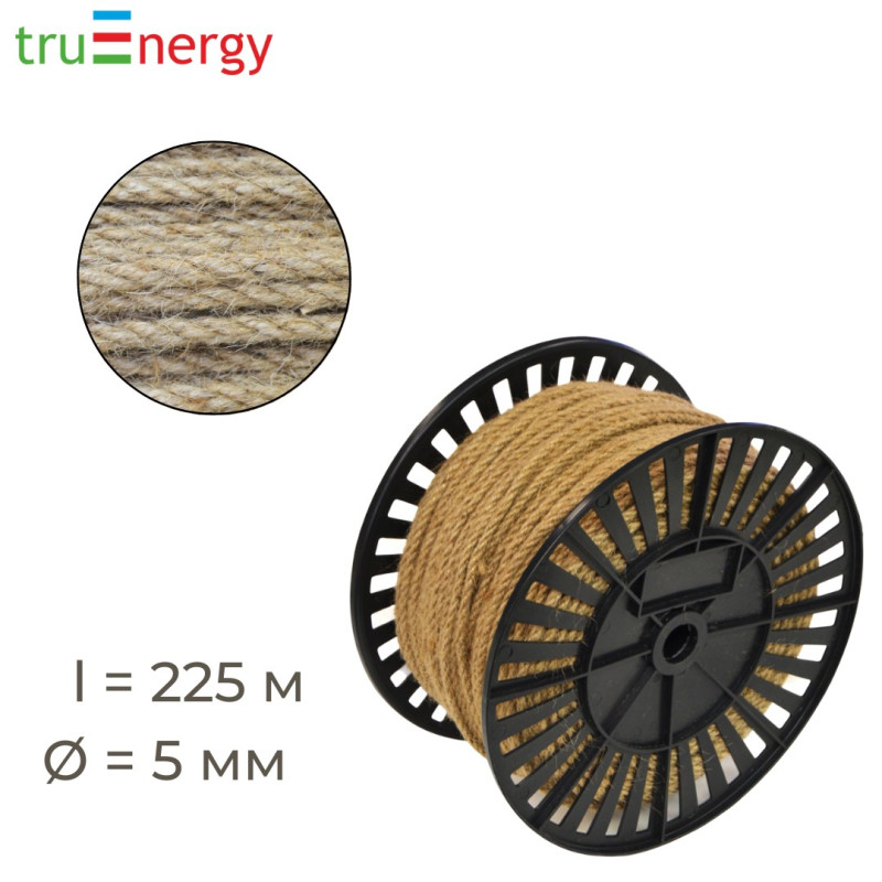 Канат джутовый 5 мм, 225 м truenergy 12370