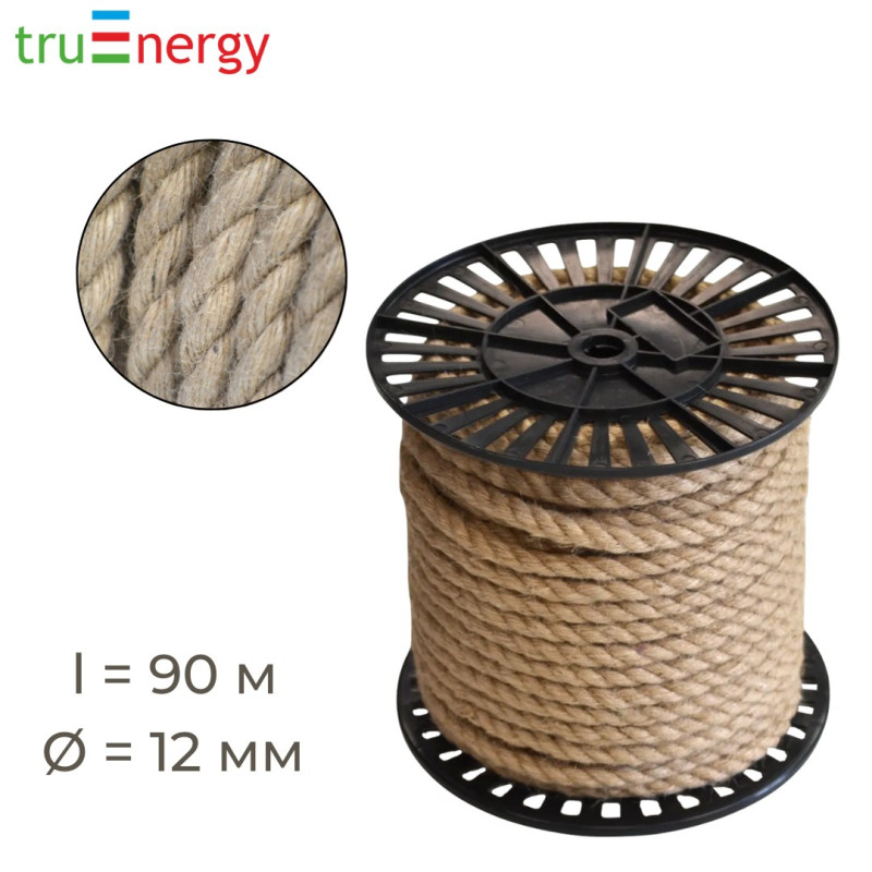 Канат джутовый 12 мм, 90 м truenergy 12154
