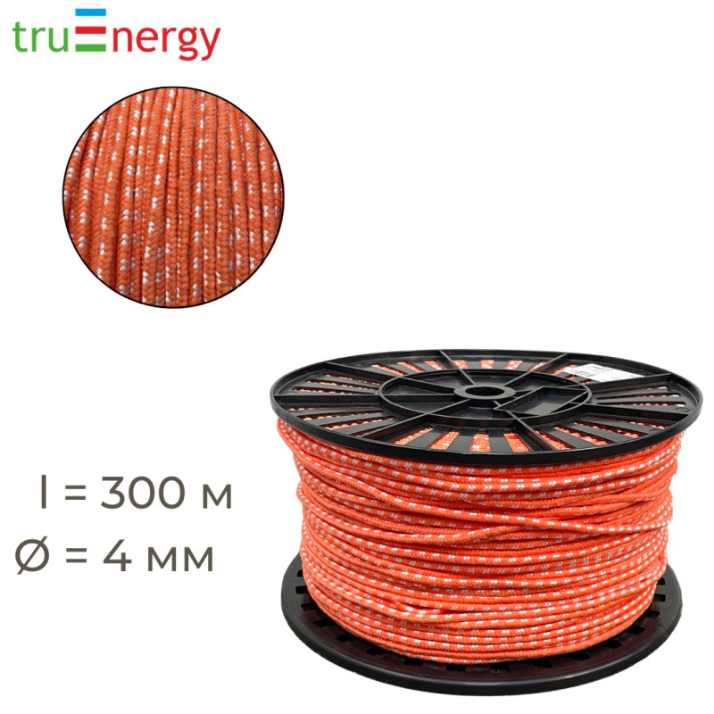 Шнур плетеный полипропиленовый 4 мм, 300 м truenergy 12044