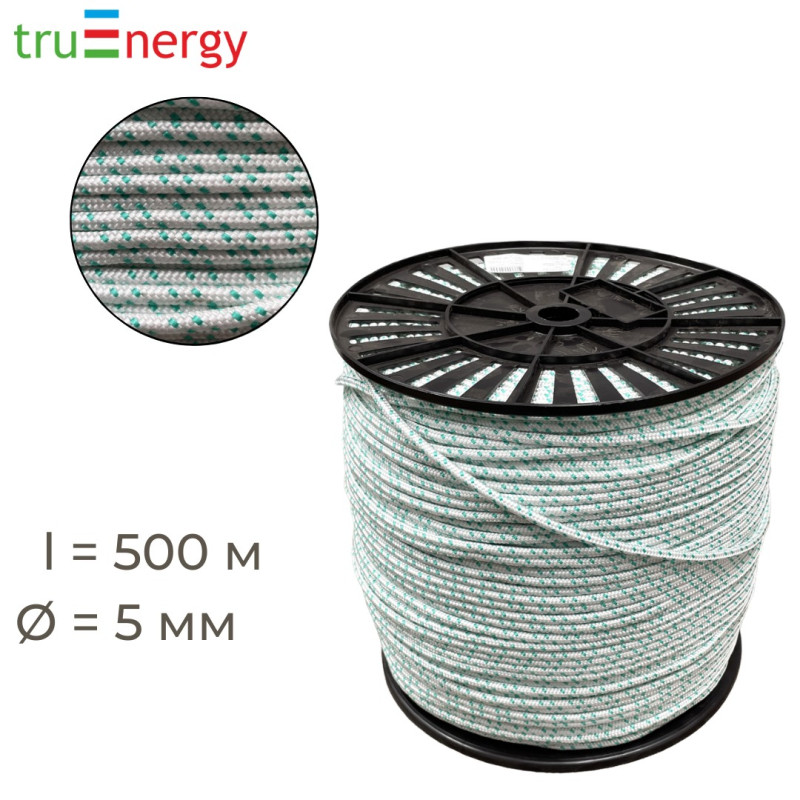Шнур плетеный полипропиленовый 5 мм, 500 м truenergy 12045