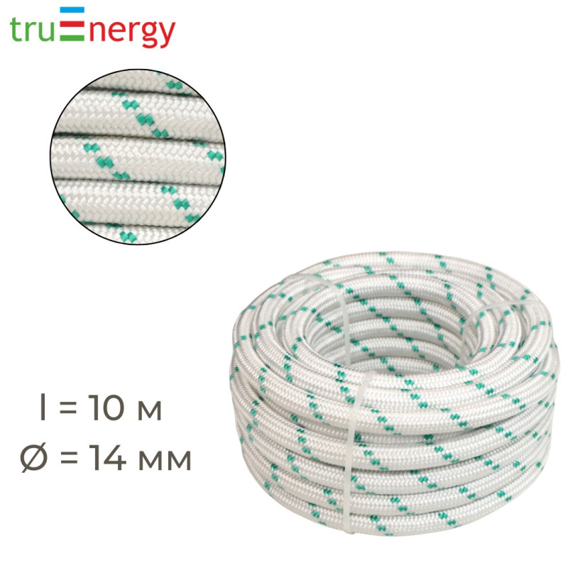 Шнур полипропиленовый плетеный с сердечником 14 мм, 10 м truenergy 12072