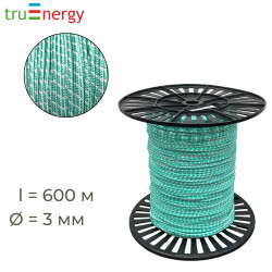 Шнур плетеный полипропиленовый с сердечником 3 мм, 600 м truenergy 12170