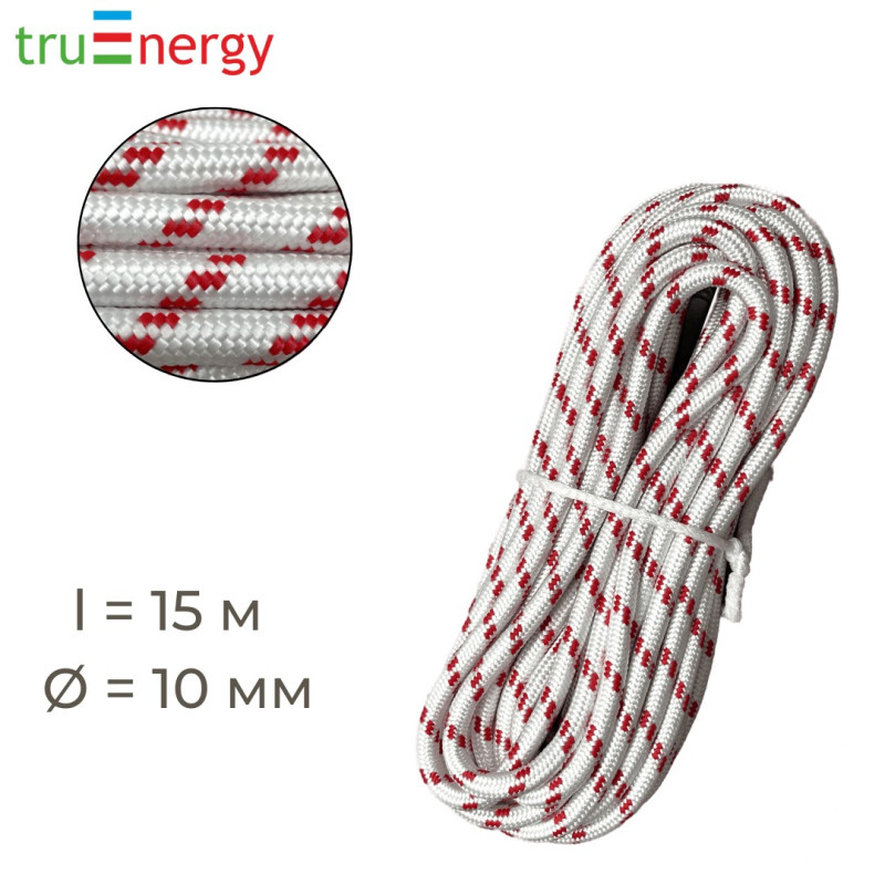 Шнур плетеный полипропиленовый с сердечником 10 мм, 15 м truenergy 12066