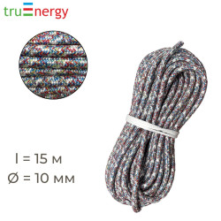 Шнур плетеный полипропиленовый с сердечником 10 мм, 15 м truenergy 12066