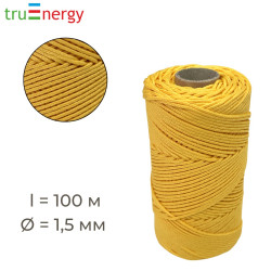 Шнур полипропиленовый 1,5 мм, 100 м желтый truenergy 12393