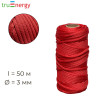 Полиэфирный шнур 3 мм, 50 м красный truenergy 12828