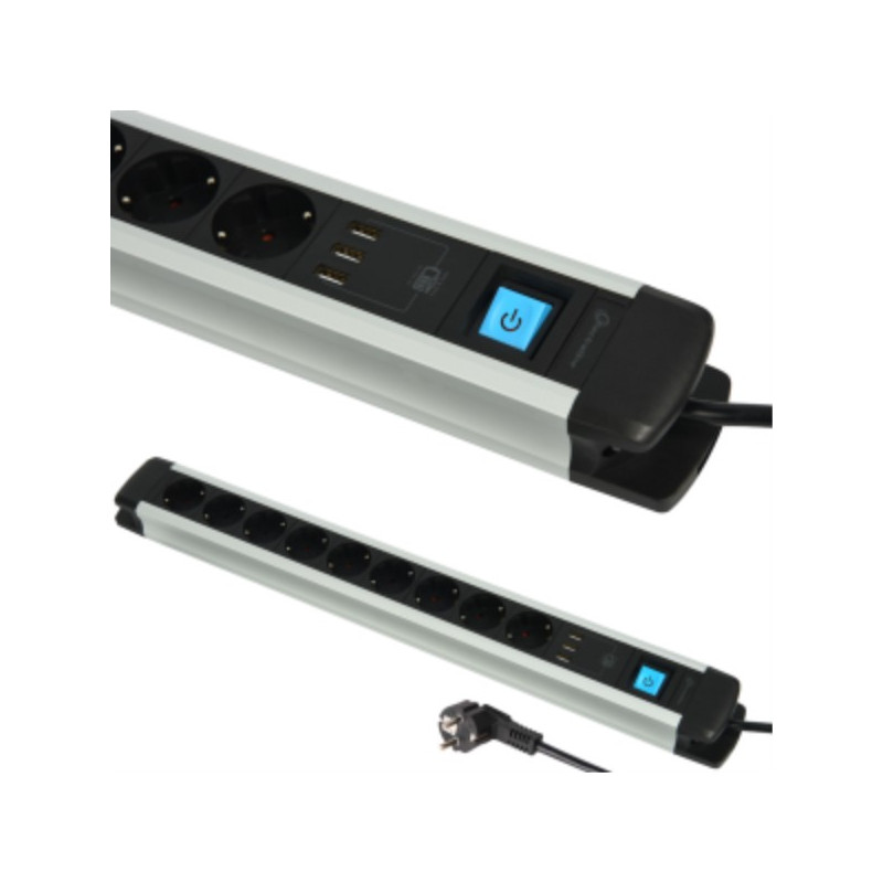 USB Удлинитель 2м 9Р+3USB(A) 3,4А 2М с защитными шторками Electraline 