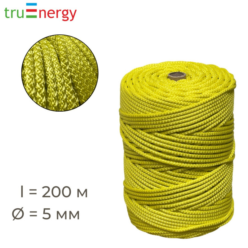 Гамаковый полиэфирный шнур 5 мм желтый truEnergy 12793