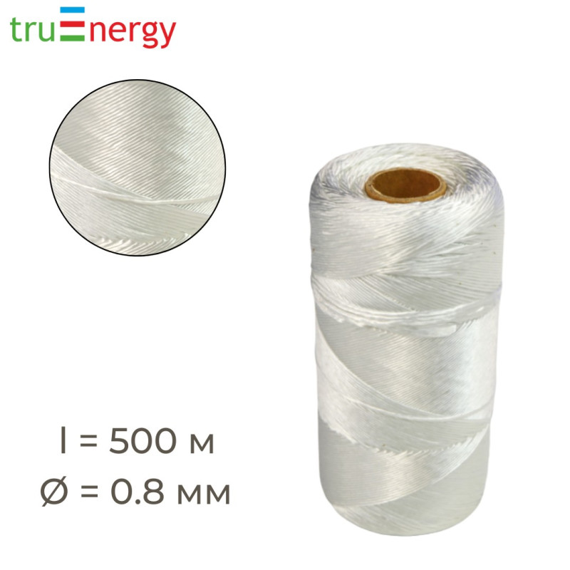 Нить полиамидная 0.8 мм, 500 м белая truenergy 12059