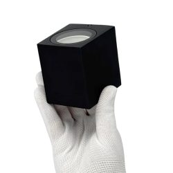 Светильник фасадный с рассеивателем, под лампу с цоколем GU10, 76*68*80 мм, IP54, алюминий, черный, серии PARK