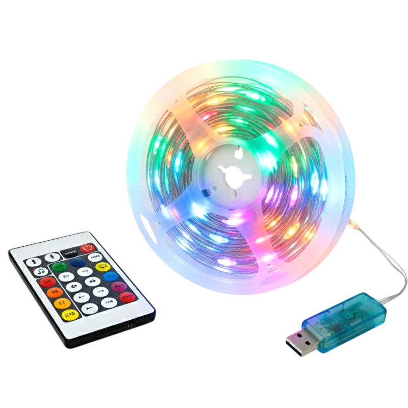 Умная светодиодная гирлянда RGB с пультом управления, серия FAIRY, 5V, IP65, USB, 10 м, TruEnergy