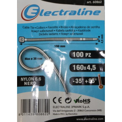 Кабельные стяжки черные 4,5х160 мм Electraline 60862 купить в Минске